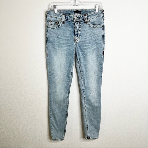 True Religion Jeans Women Size 30 Jennie Curvy Mid Rise Skinny Blue 28” CLO - Picture 1 of 10